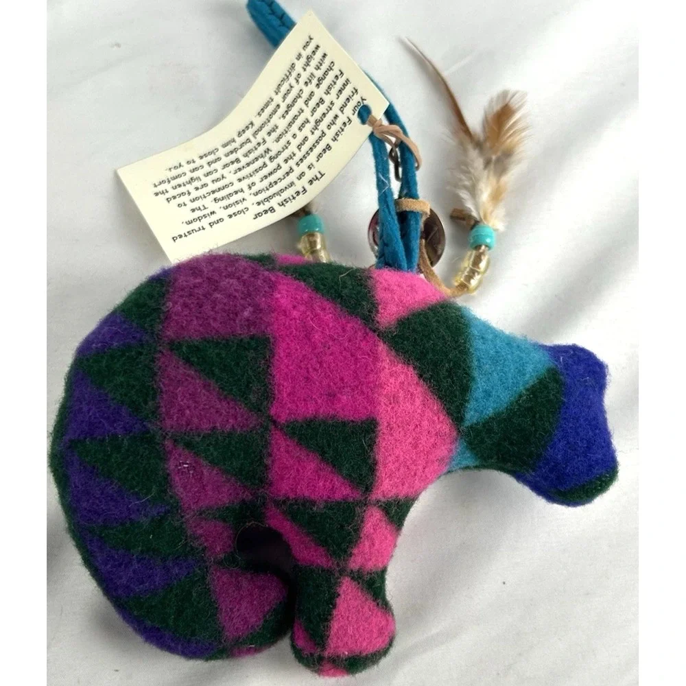 Artisan Made Pendleton Blanket Bears Christmas Ornament Southwestern Colorful